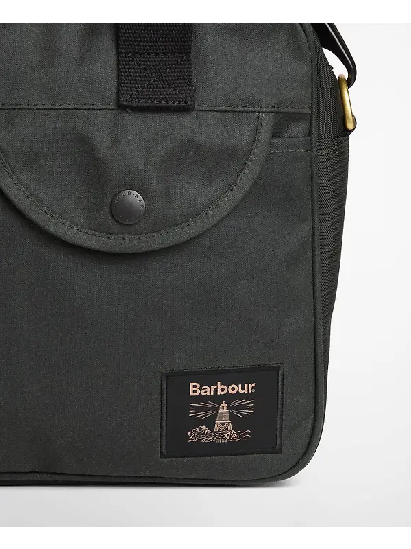 Barbour Field Waxed Laptop Bag - Sage Image 4