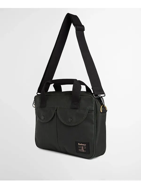 Barbour Field Waxed Laptop Bag - Sage Image 5