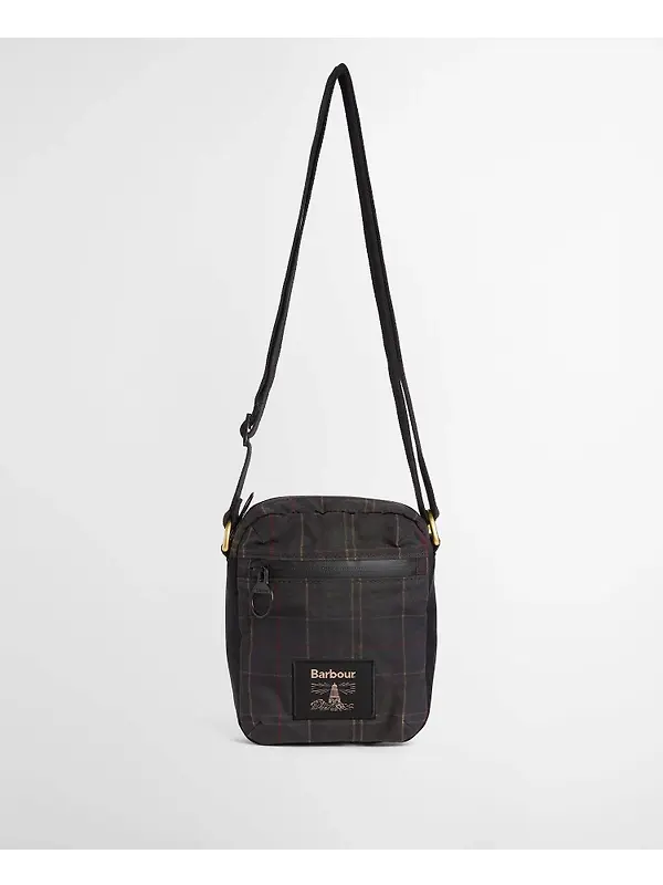 Barbour Field Wax Crossbody Bag - Dark Classic Tartan Image 5