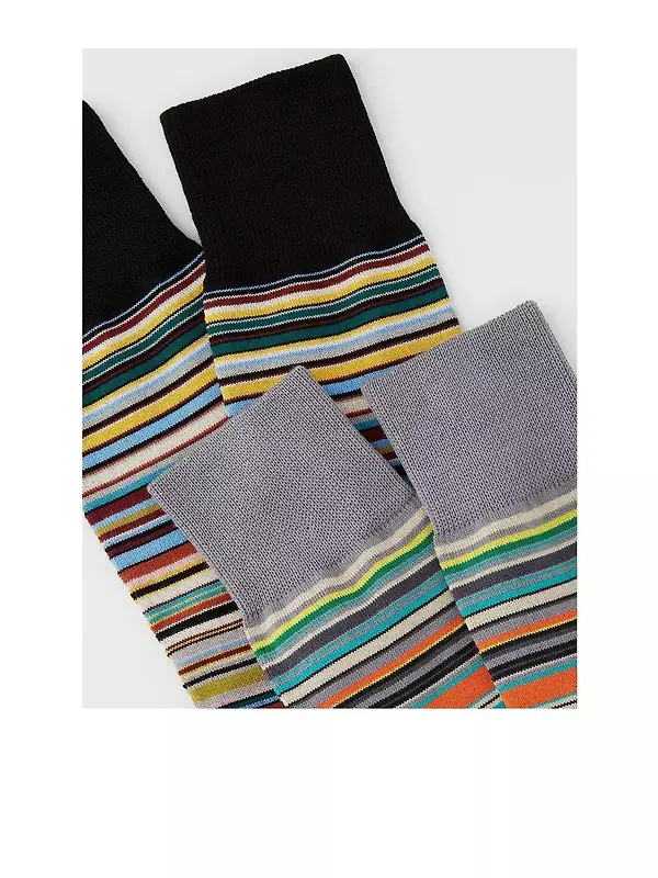 Paul Smith Men's Signature Stripe Socks - 2 Pack - Black & Grey - One Size Image 5