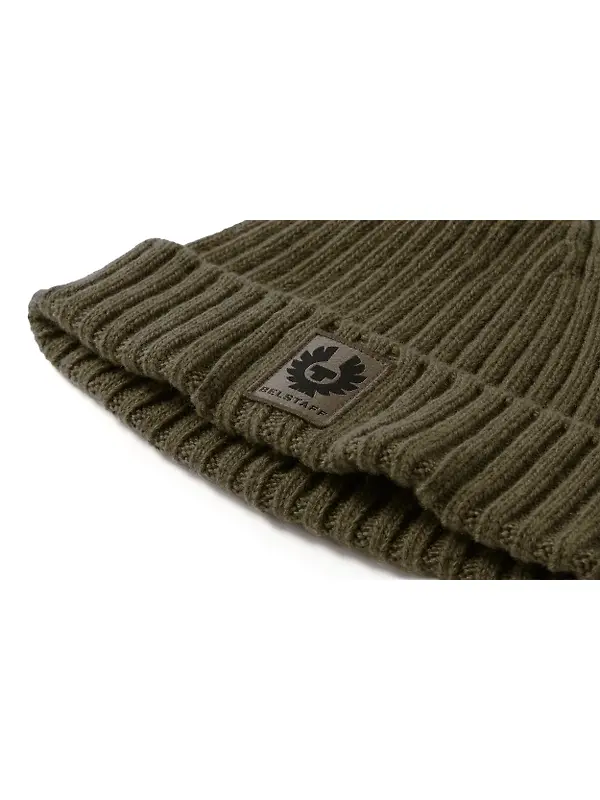 Belstaff Men's Lambswool Watch Beanie Hat - Khaki Green Image 2