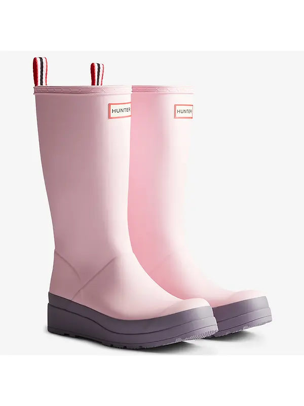 Hunter Women's Play Tall Wellington Boots - Parfait Pink/Purple Top Image 2