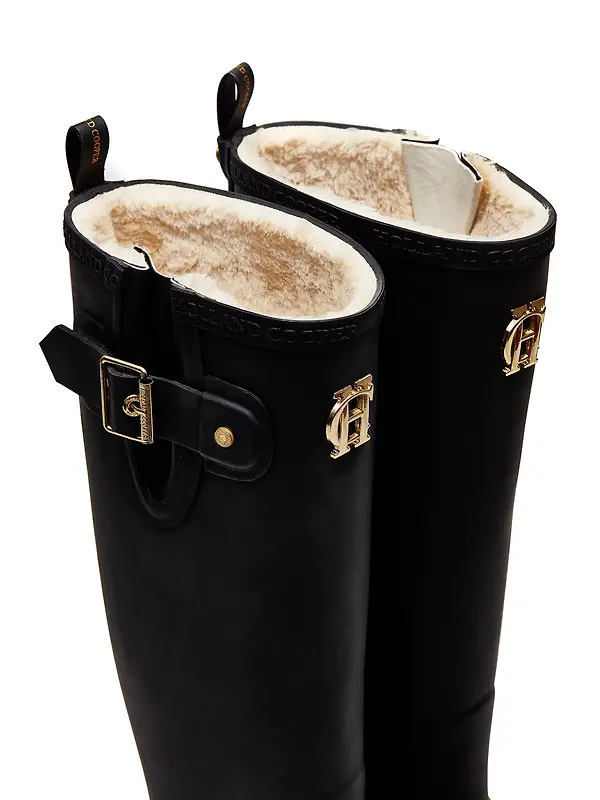 Holland Cooper Women's Sherpa Lined Regency Wellingtons - Matte Black Image 2