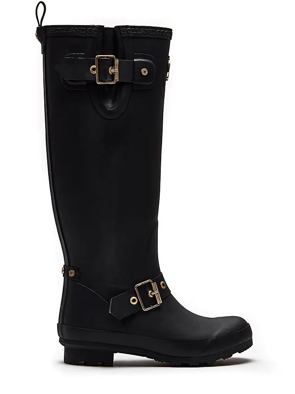 Holland Cooper Women's Sherpa Lined Regency Wellingtons - Matte Black Image 1
