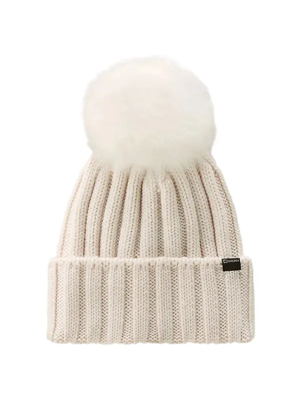 Woolrich Women's Cashmere Pom-Pom Beanie - Milky Cream Image 1