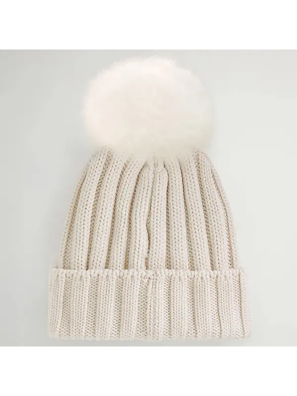 Woolrich Women's Cashmere Pom-Pom Beanie - Milky Cream Image 3