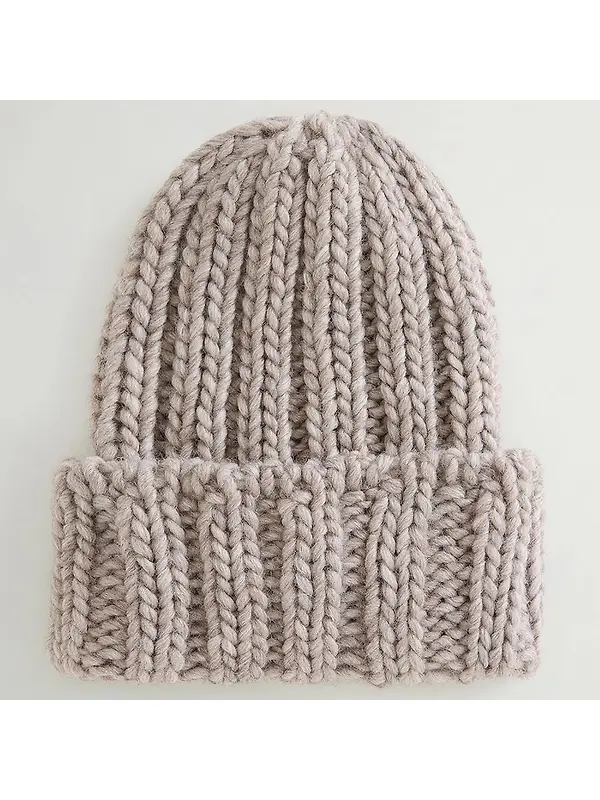 Woolrich Women's Chunky Ribbed Beanie - Light Grey Melange Image 3
