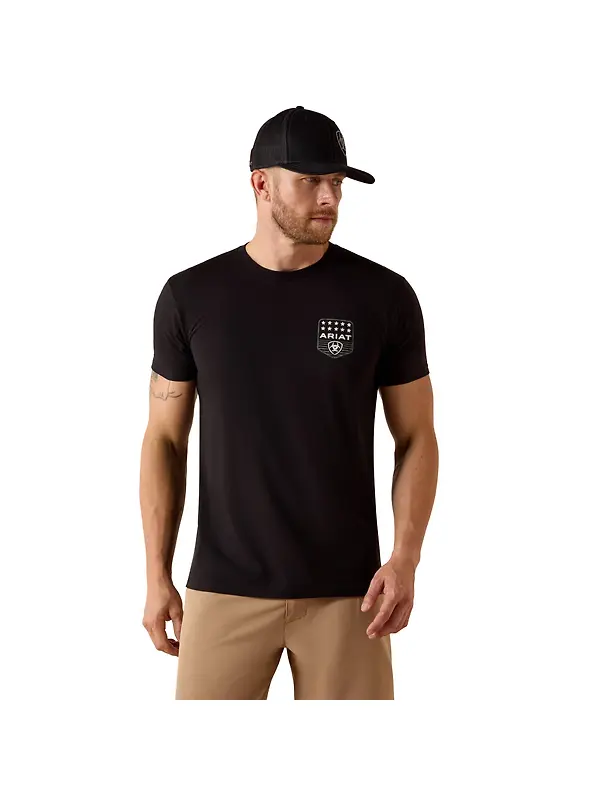 Ariat Men's Ariat Stripe Patriotic Badge T-Shirt - Black Image 2