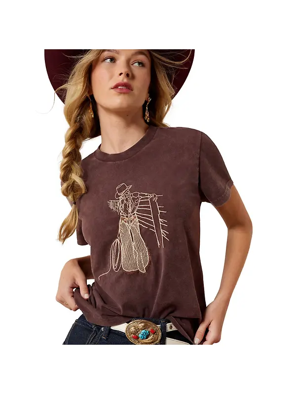 Ariat Women's Rebel With a Cause T-Shirt - Chocolate Plum Image 4