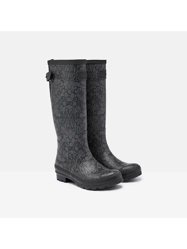 Joules Women's Adjustable Tall Printed Wellies - Black Floral Image 2