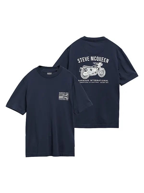 Barbour International Men's Steve McQueen Grange Tee - Navy Image 1