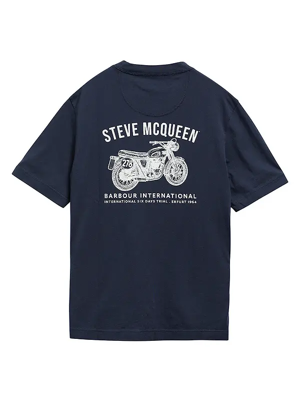 Barbour International Men's Steve McQueen Grange Tee - Navy Image 7