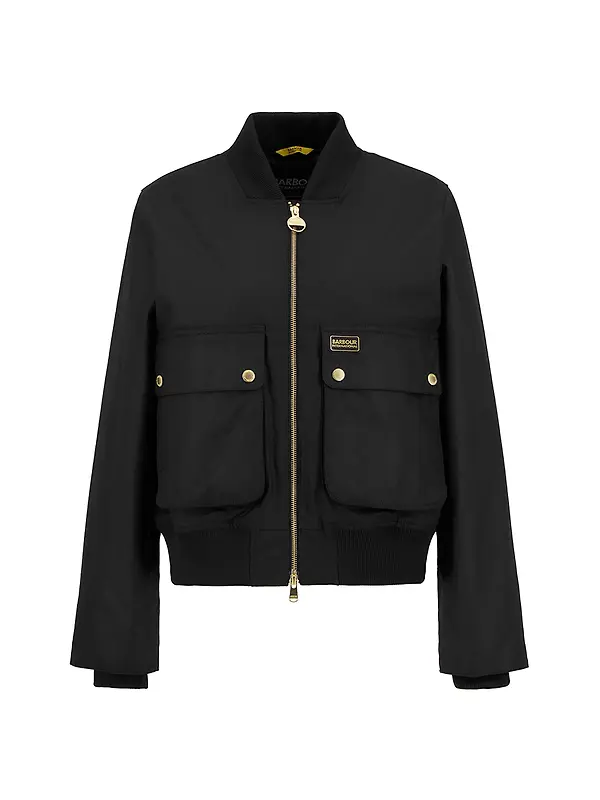 Barbour International Women's Patsy Wax Bomber Jacket - Black Image 1