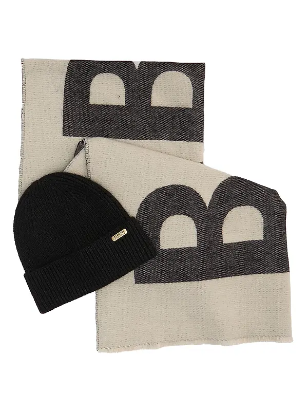 Barbour International Women's Pendle Beanie & Milla Scarf Gift Set - Black/Jasmine Image 1