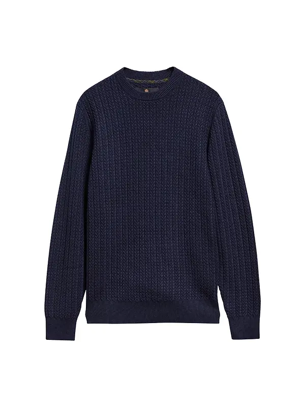 Barbour Men's Herringbone Crew Neck Jumper - Navy Image 1