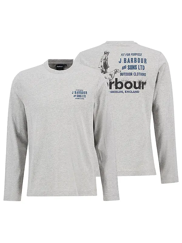 Barbour Men's Pointer Long Sleeve Graphic T-Shirt - Grey Marl Image 1