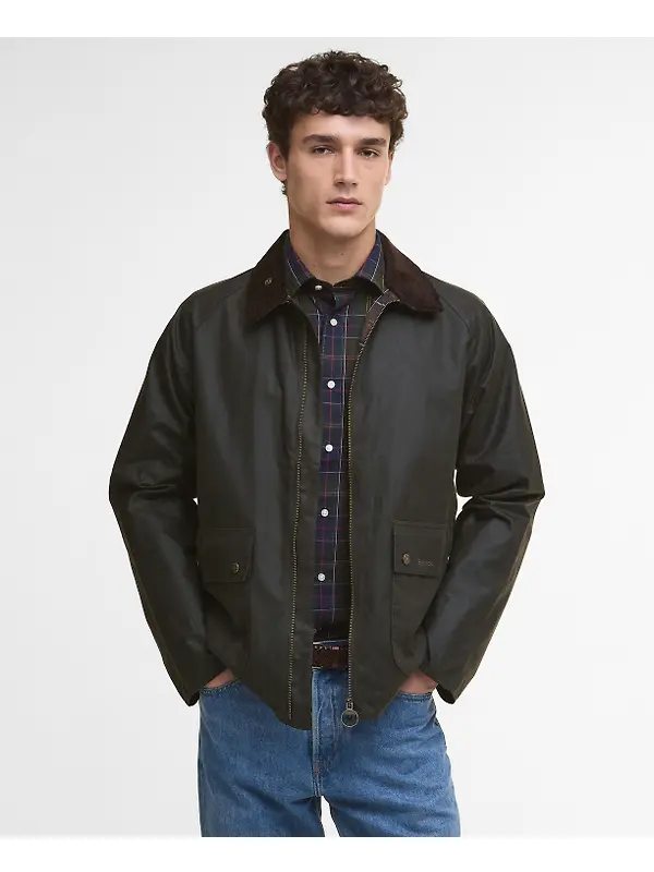 Barbour Men's Short Bedale Wax Jacket - Olive Image 2