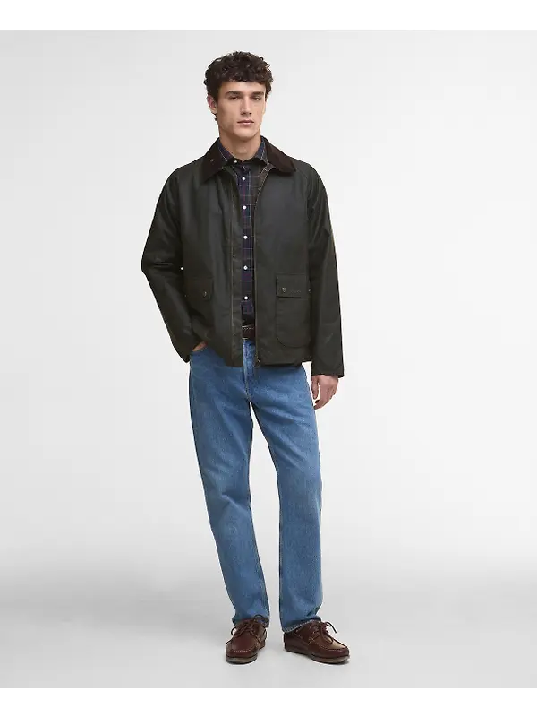 Barbour Men's Short Bedale Wax Jacket - Olive Image 3