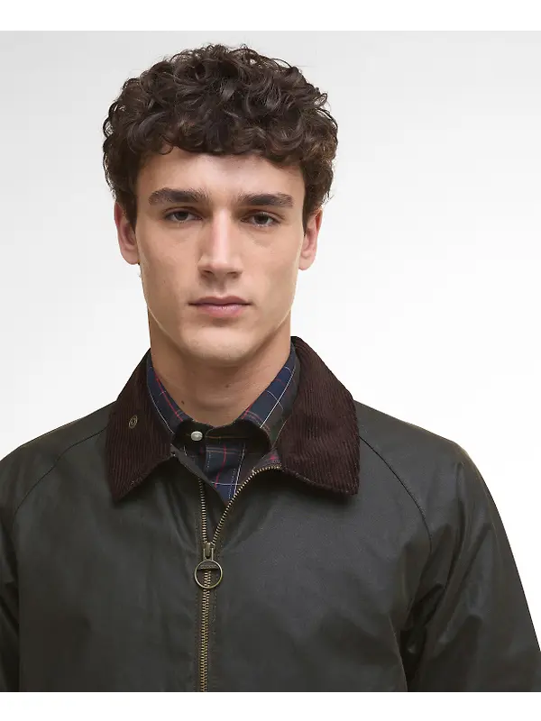 Barbour Men's Short Bedale Wax Jacket - Olive Image 4