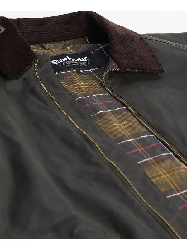 Barbour Men's Short Bedale Wax Jacket - Olive Image 7