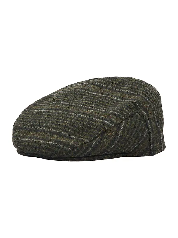 Barbour Men's Wilkin Flat Cap - Olive Check Image 1
