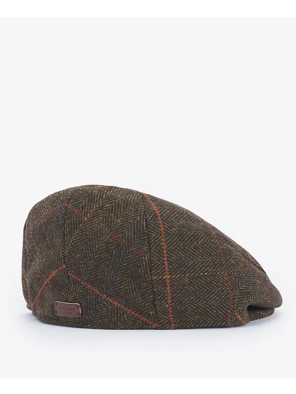 Barbour Men's Wilkin Flat Cap - Olive Herringbone Image 2