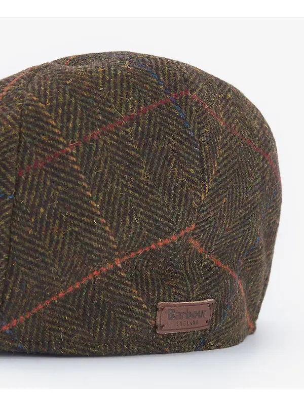 Barbour Men's Wilkin Flat Cap - Olive Herringbone Image 3