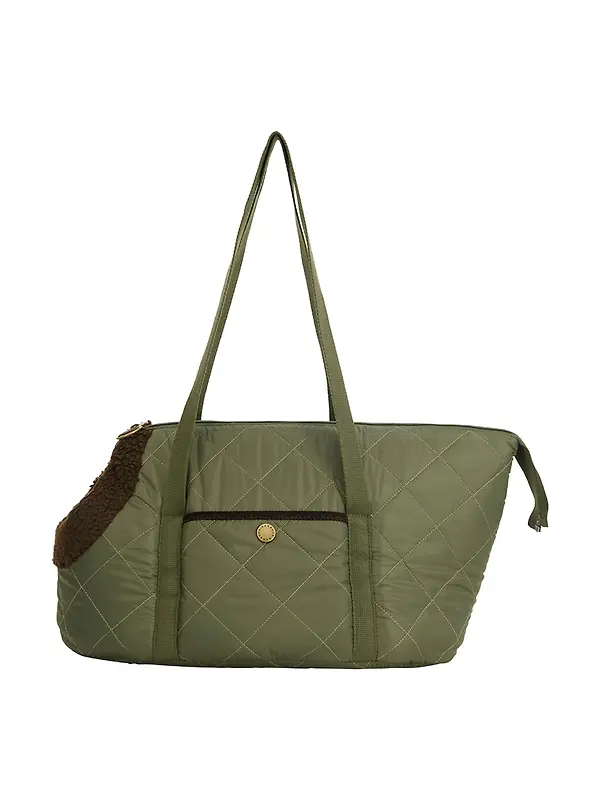 Barbour Small Quilted Dog Carrier - Olive Image 1