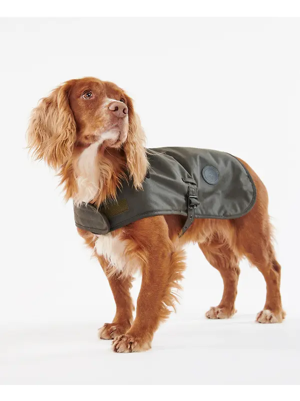 Barbour Waxed Dog Coat - Olive Image 3