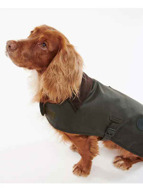Barbour Waxed Dog Coat - Olive Image 2
