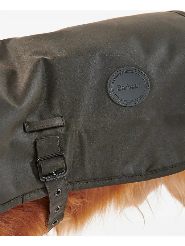 Barbour Waxed Dog Coat - Olive Image 5