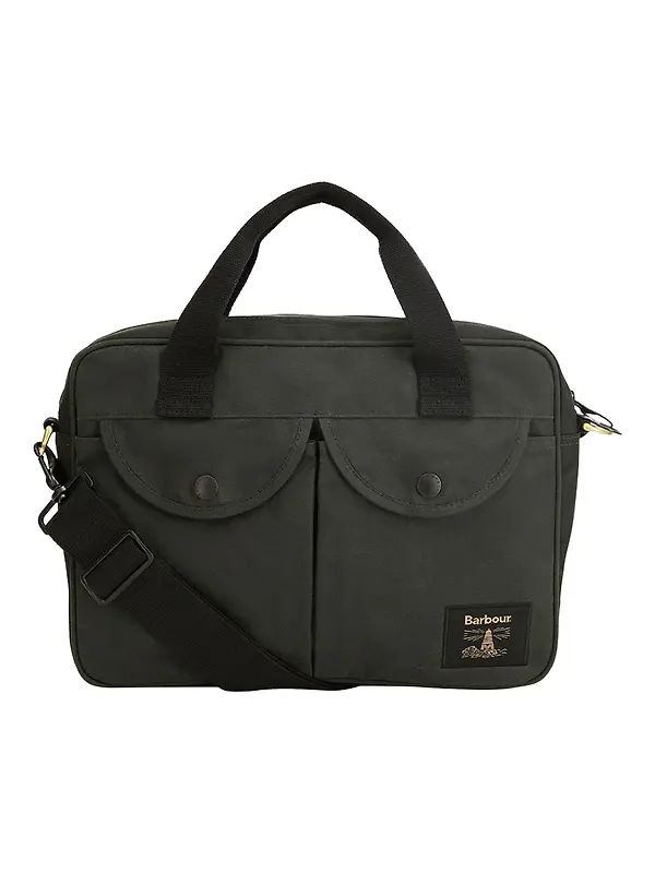 Barbour Field Waxed Laptop Bag - Sage Image 1