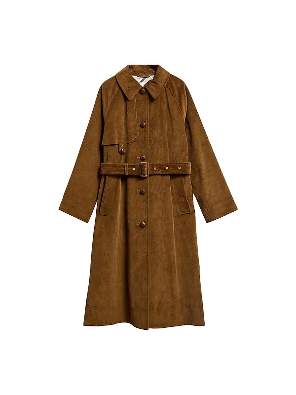Barbour Women's Antonella Cord Trench Coat - Tan / Birchwood Dress Image 1