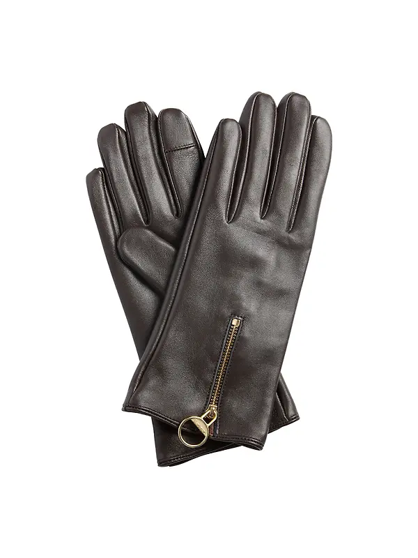 Barbour Women's Arlene Leather Gloves - Brown / Muted Image 1