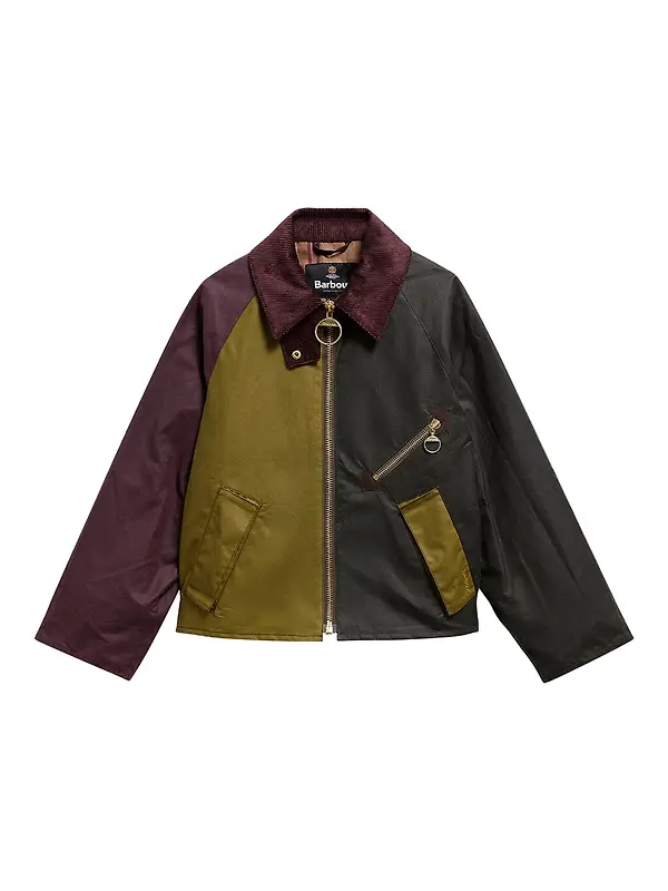 Barbour Women's Arlene Waxed Jacket - Golden Olive / Fern / Bordeaux / Muted Image 1