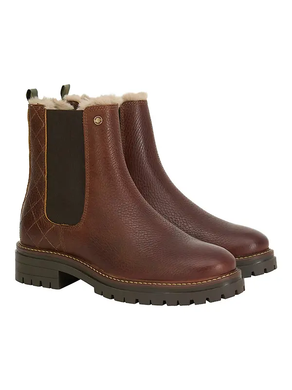 Barbour Women's Evie Faux-Fur Trimmed Chelsea Boots - Brown Image 1