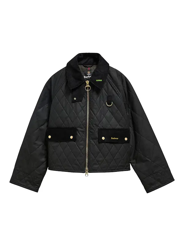 Barbour Women's Icon Quilted Spey Waxed Jacket - Black / Classic Image 1