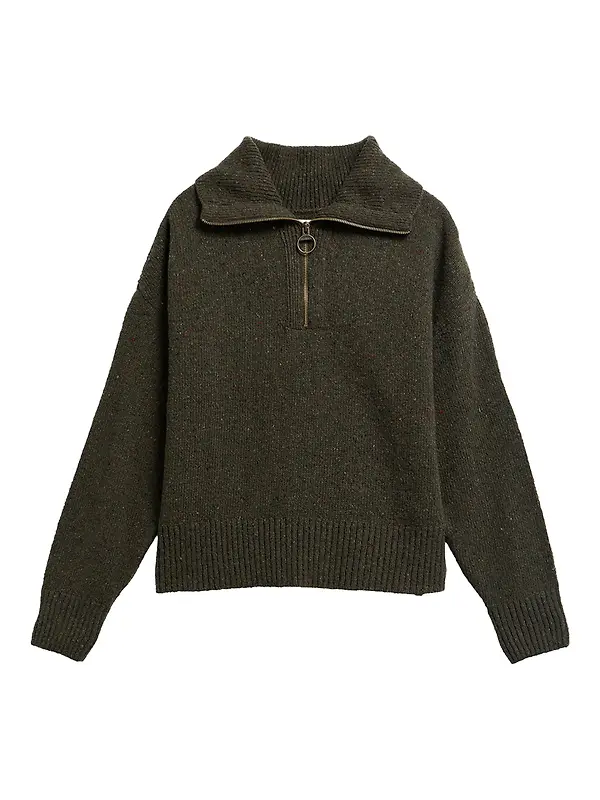 Barbour Women's Lavensdale Half-Zip Jumper - Olive Image 1