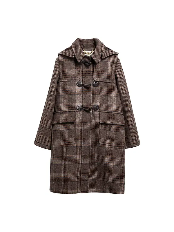 Barbour Women's Melody Check Duffle Coat - Prince Of Wales / Ganache Image 1