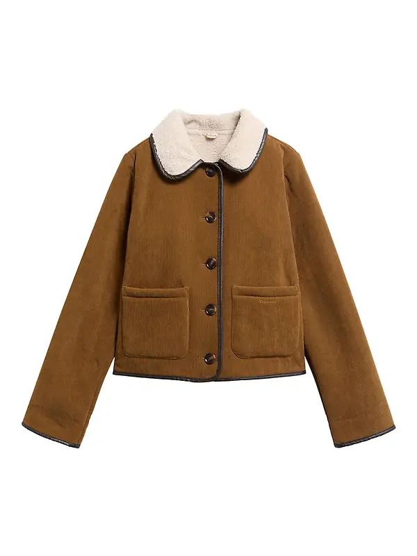 Barbour Women's Penny Fleece Cord Jacket - Tan / Ecru Image 1