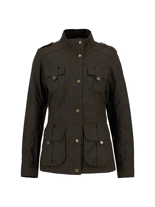 Barbour Women's Winter Defence Waxed Jacket - Olive/Classic Image 1