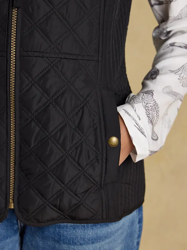 Joules Women's Minx Showerproof Diamond Quilted Gilet - Black Image 9