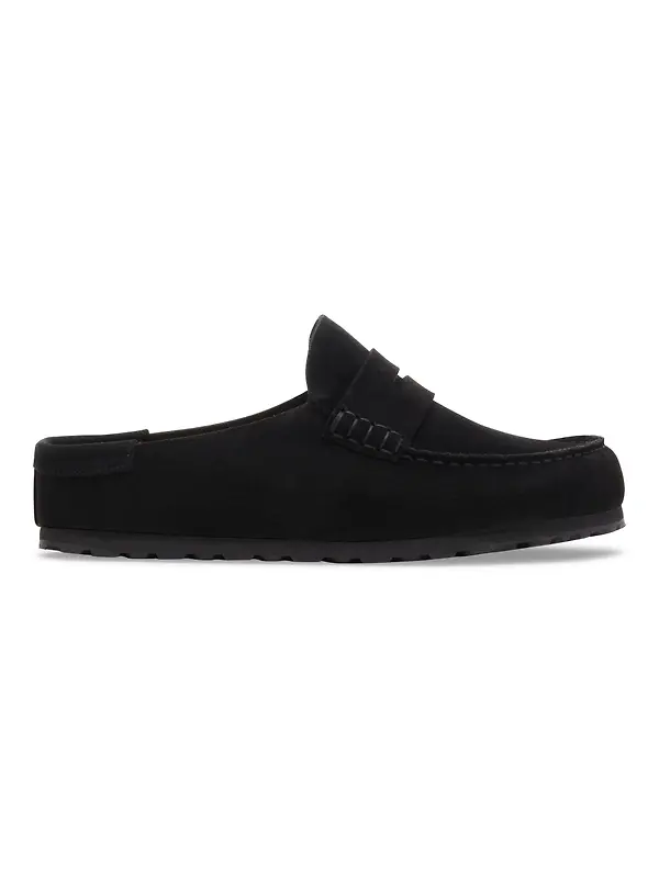 Birkenstock Naples Wrapped Suede Leather Regular Clogs - Black Image 5