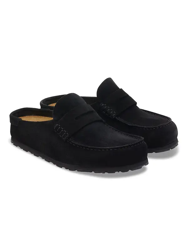 Birkenstock Naples Wrapped Suede Leather Regular Clogs - Black Image 6