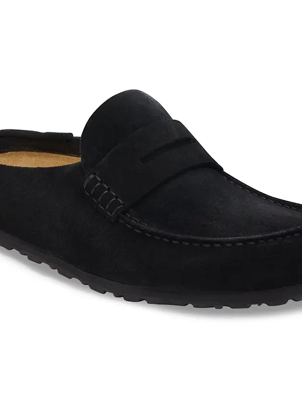 Birkenstock Naples Wrapped Suede Leather Regular Clogs - Black Image 7