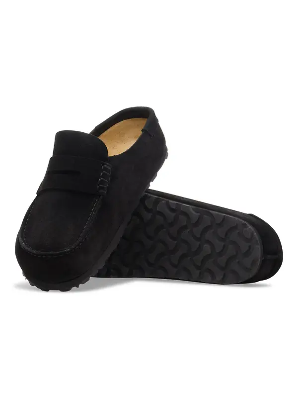 Birkenstock Naples Wrapped Suede Leather Regular Clogs - Black Image 8