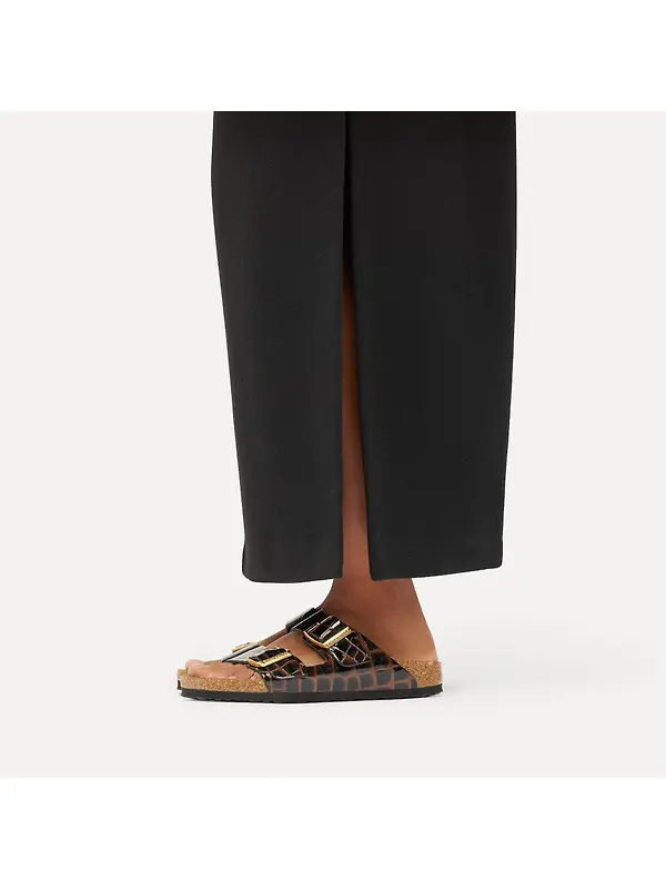 Birkenstock Women's Arizona Natural Leather Narrow Sandals - Emboss Leather Black Image 2