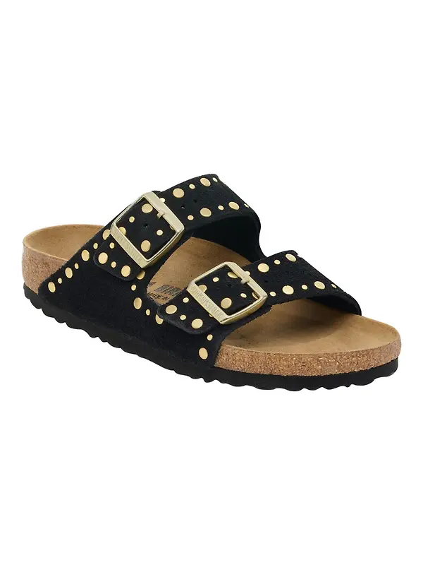 Birkenstock Women's Arizona Rivet Suede Leather Narrow Sandals - Black Image 1