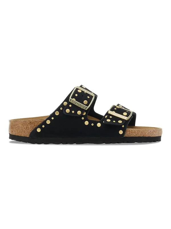 Birkenstock Women's Arizona Rivet Suede Leather Narrow Sandals - Black Image 5