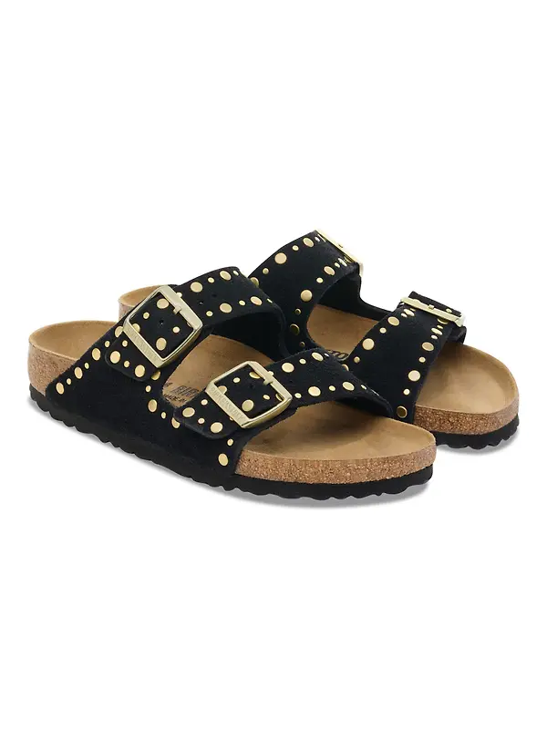 Birkenstock Women's Arizona Rivet Suede Leather Narrow Sandals - Black Image 6